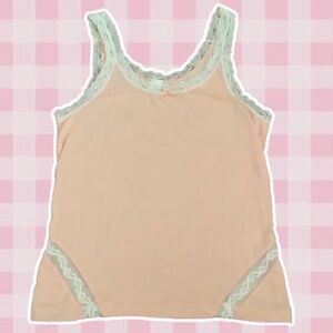 Cabernet Vintage Coquette Feminine Dainty Peach Lace Cutout Camisole Small